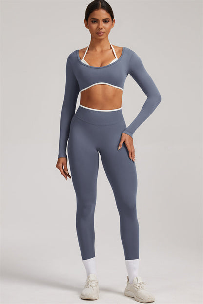 Long Sleeve + Crop Top Leggings 2-Piece Set