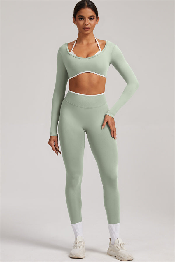 Long Sleeve + Crop Top Leggings 2-Piece Set