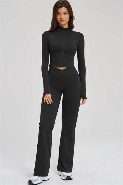Zip Jacket + Flared Leggings 2-Piece Set