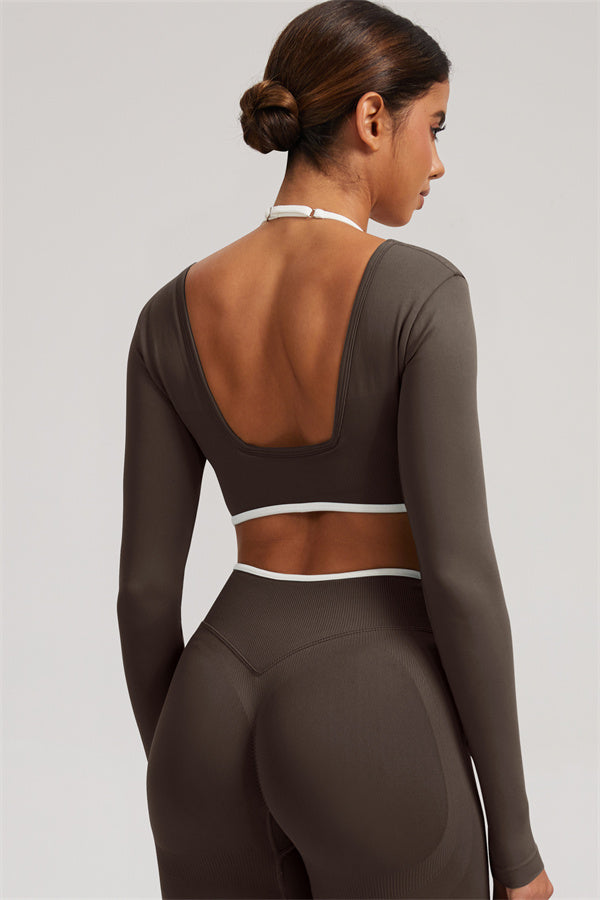 Long Sleeve Crop top Shorts 2-Piece Set