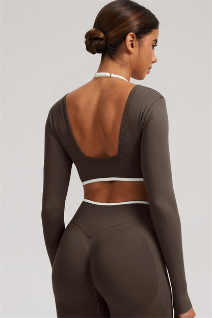 Long Sleeve Crop top Shorts 2-Piece Set