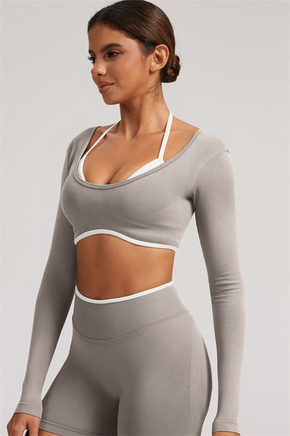 Long Sleeve + Crop Top Leggings 2-Piece Set