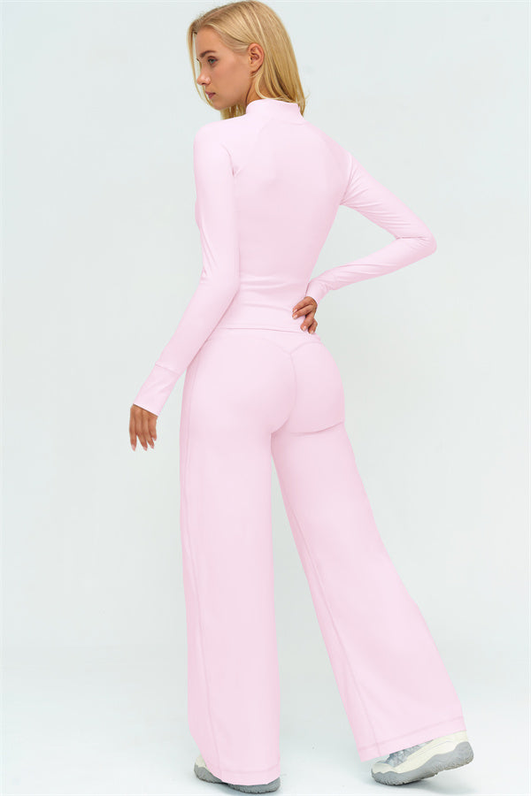 Zip Jacket New Straight Leg Pants 2-Piece Set