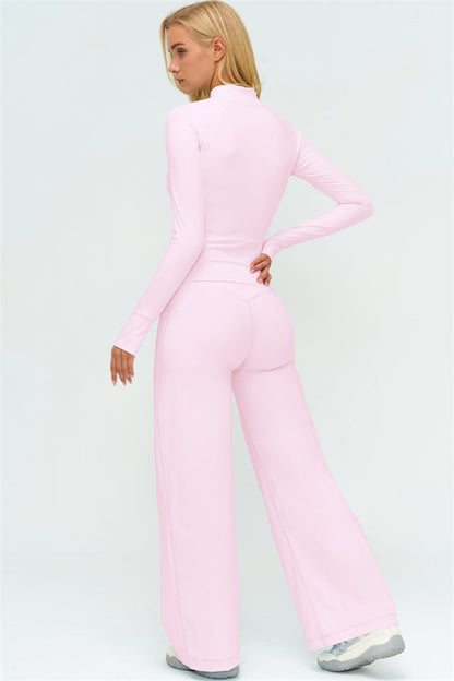 Zip Jacket New Straight Leg Pants 2-Piece Set