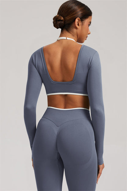 Long Sleeve + Crop Top Leggings 2-Piece Set