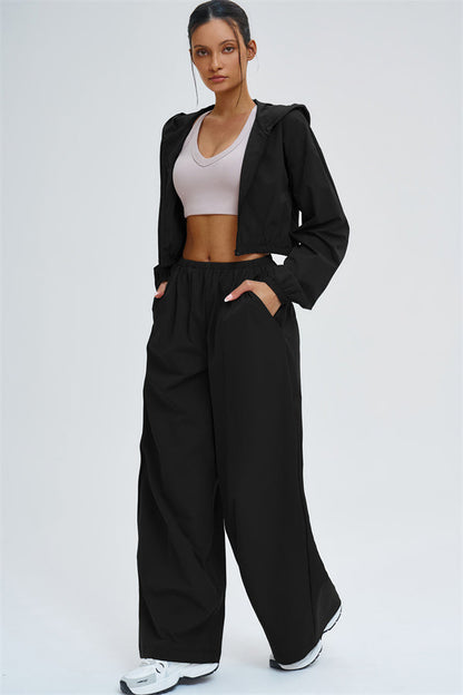 Crop Hoodie + Sweatpants 2-Piece Set