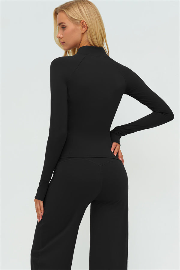 Zip Jacket New Straight Leg Pants 2-Piece Set