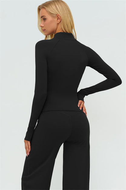 Zip Jacket New Straight Leg Pants 2-Piece Set