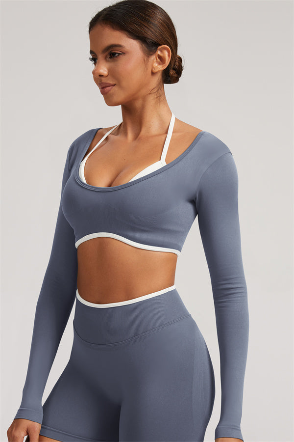 Long Sleeve + Crop Top Leggings 2-Piece Set
