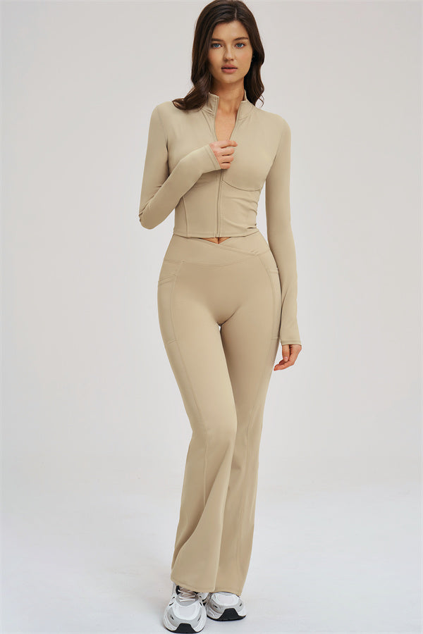 Zip Jacket + Flared Leggings 2-Piece Set
