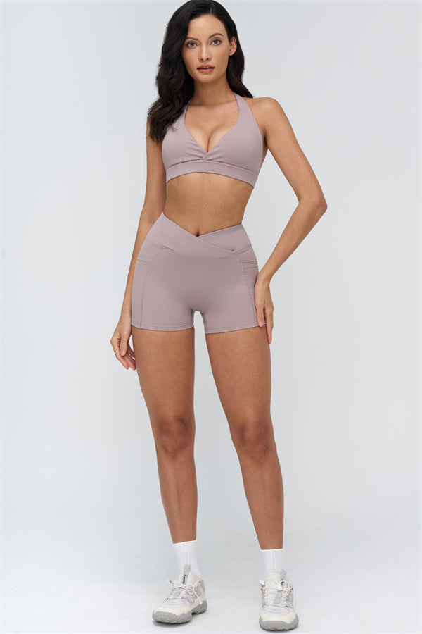 Deep V-Neckline Sports Bra