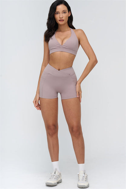 Deep V-Neckline Sports Bra