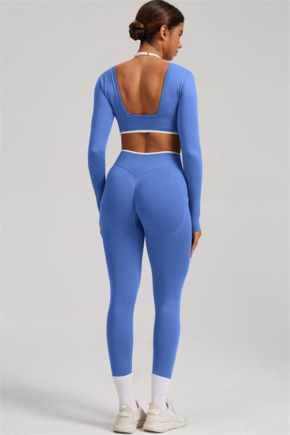 Long Sleeve + Crop Top Leggings 2-Piece Set