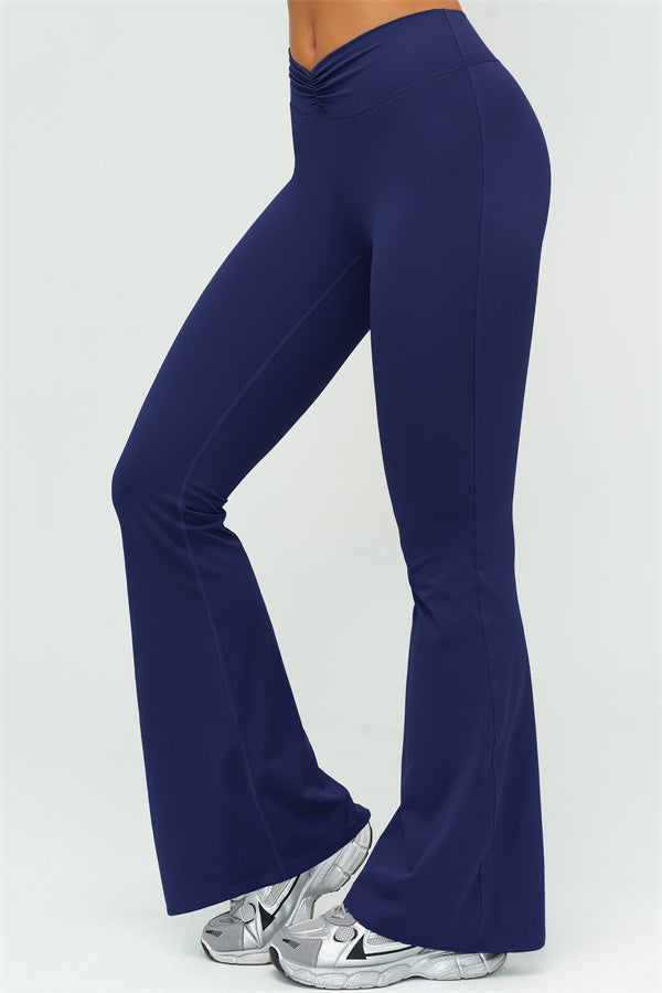 V-Back Sports Bra Flared Leggings 2-Piece Set