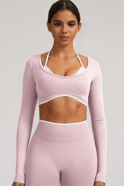 Long Sleeve Crop top Shorts 2-Piece Set