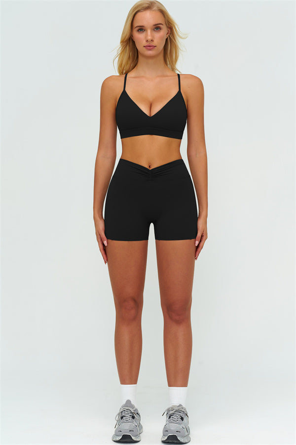 Y-Back Sports Bra Shorts 2-Piece Set