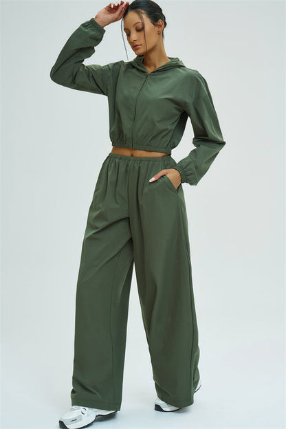 Crop Hoodie + Sweatpants 2-Piece Set