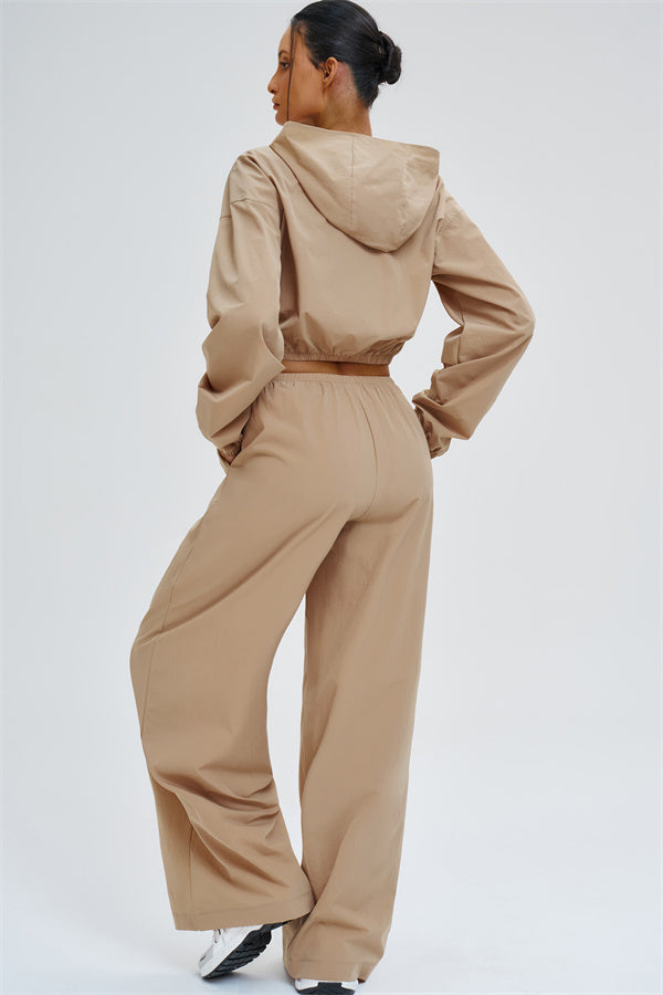 Crop Hoodie + Sweatpants 2-Piece Set