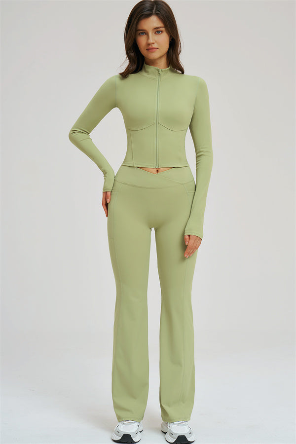 Zip Jacket + Flared Leggings 2-Piece Set