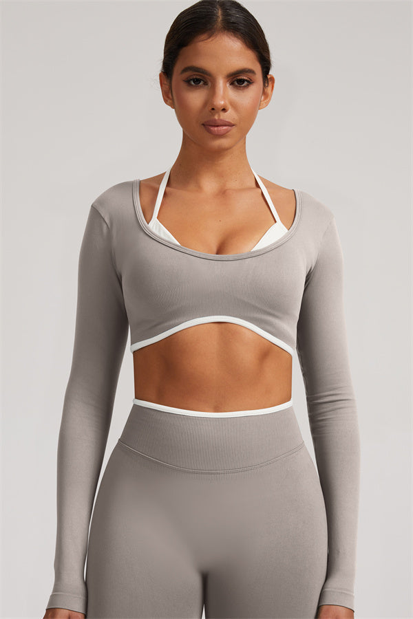 Long Sleeve Crop top Shorts 2-Piece Set