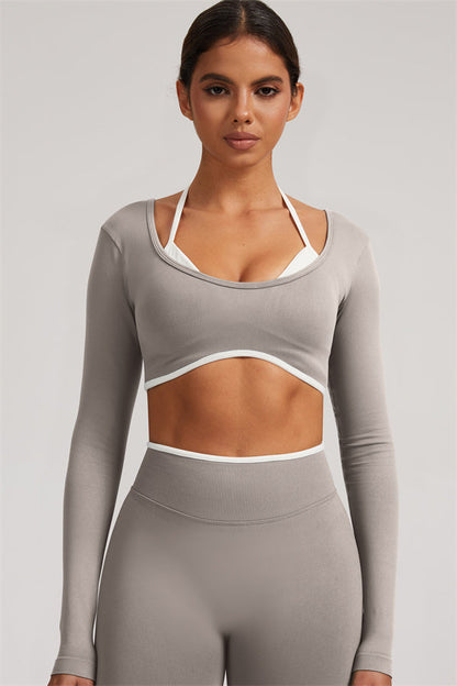 Long Sleeve Crop top Shorts 2-Piece Set