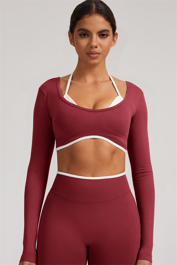 Long Sleeve Crop top Shorts 2-Piece Set
