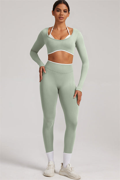 Long Sleeve + Crop Top Leggings 2-Piece Set
