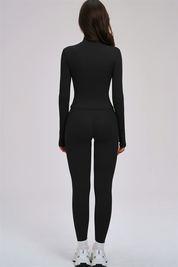Zip Jacket Cross Back Sports Bra Leggings 3-Piece Set