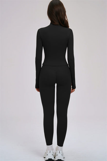 Zip Jacket Cross Back Sports Bra Leggings 3-Piece Set