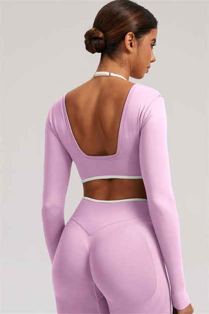 Long Sleeve Crop top Shorts 2-Piece Set