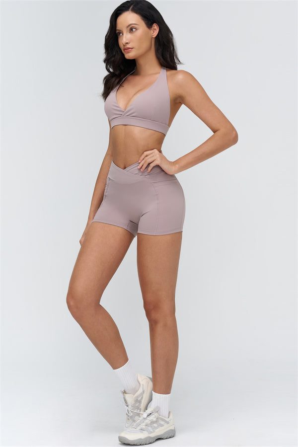 Deep V-Neckline Sports Bra