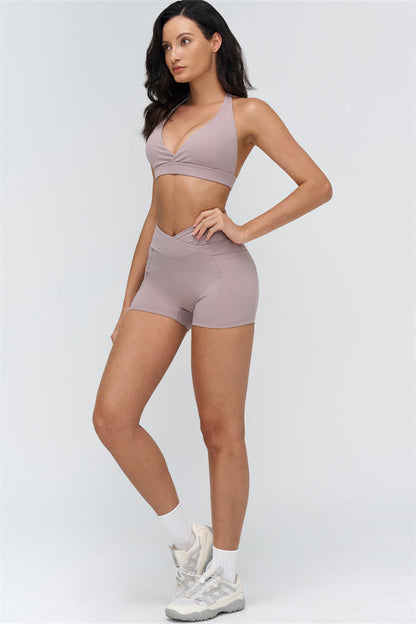 Deep V-Neckline Sports Bra