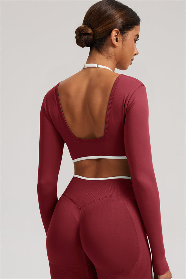 Long Sleeve Crop top Shorts 2-Piece Set