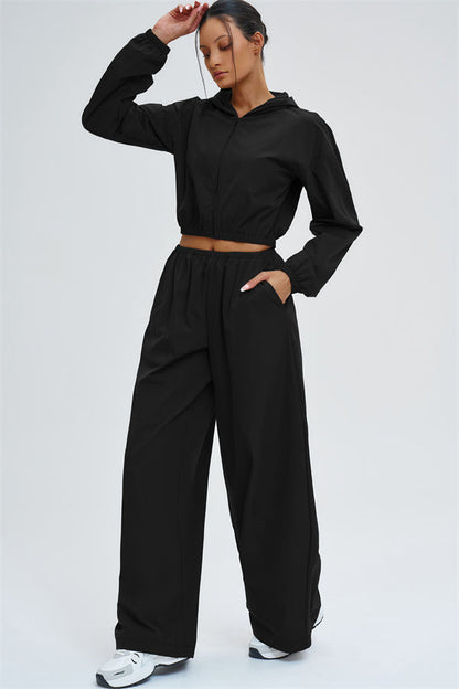 Crop Hoodie + Sweatpants 2-Piece Set