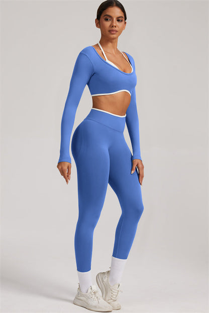 Long Sleeve + Crop Top Leggings 2-Piece Set