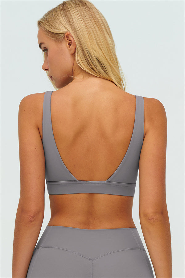V-Back Sports Bra Flared Leggings 2-Piece Set