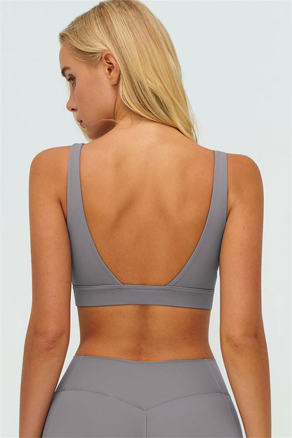 V-Back Sports Bra Flared Leggings 2-Piece Set