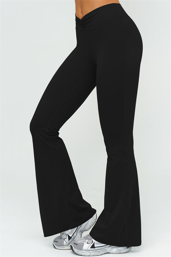 V-Back Sports Bra Flared Leggings 2-Piece Set