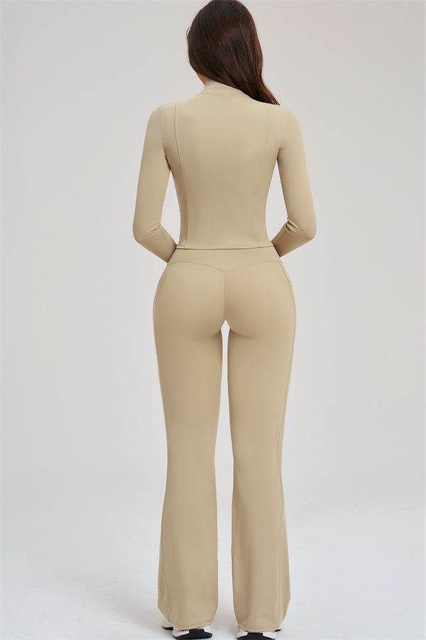 Zip Jacket + Flared Leggings 2-Piece Set