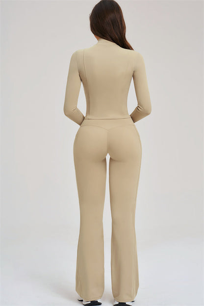 Zip Jacket + Flared Leggings 2-Piece Set