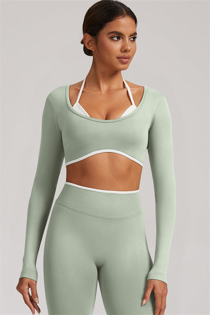 Long Sleeve + Crop Top Leggings 2-Piece Set