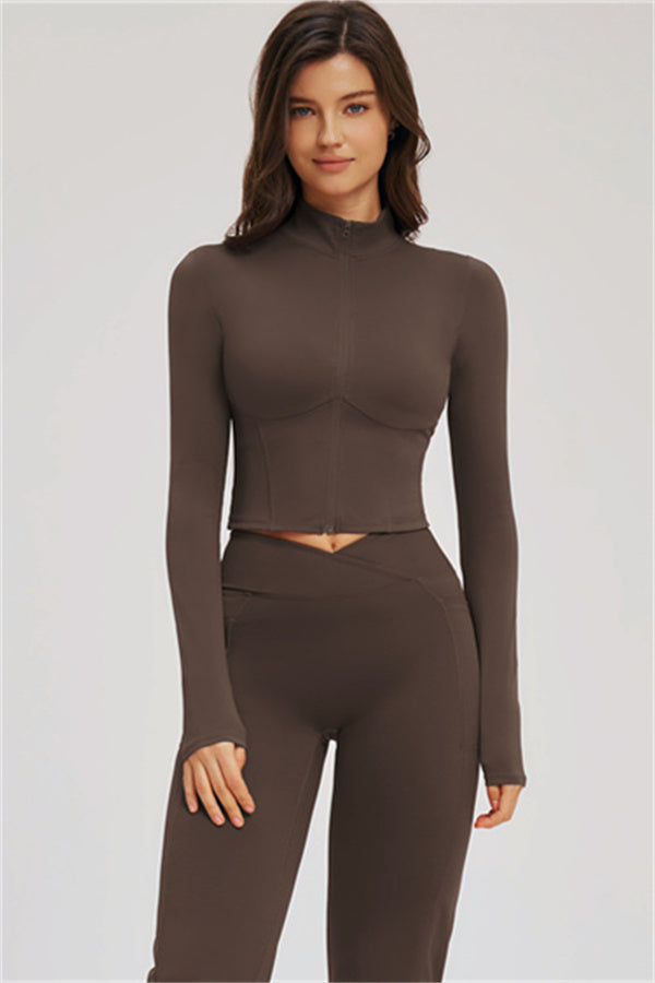 Zip Jacket + Flared Leggings 2-Piece Set