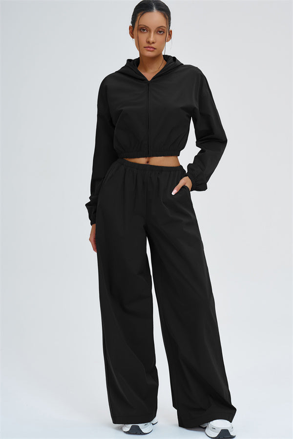 Crop Hoodie + Sweatpants 2-Piece Set