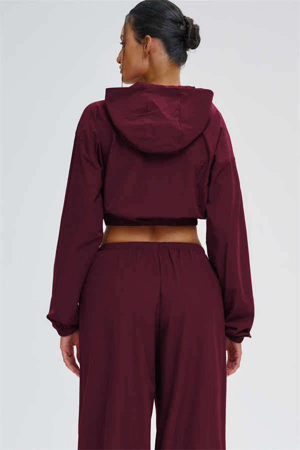 Crop Hoodie + Sweatpants 2-Piece Set