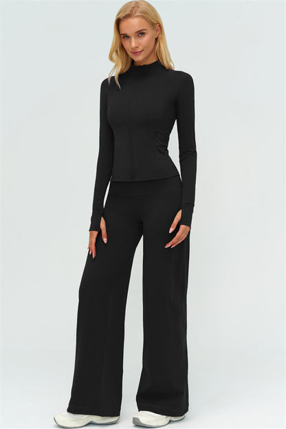 Zip Jacket New Straight Leg Pants 2-Piece Set