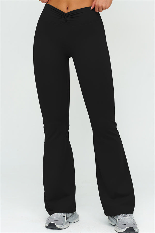 V-Back Sports Bra Flared Leggings 2-Piece Set