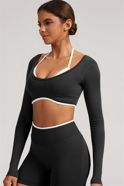Long Sleeve Crop top Shorts 2-Piece Set
