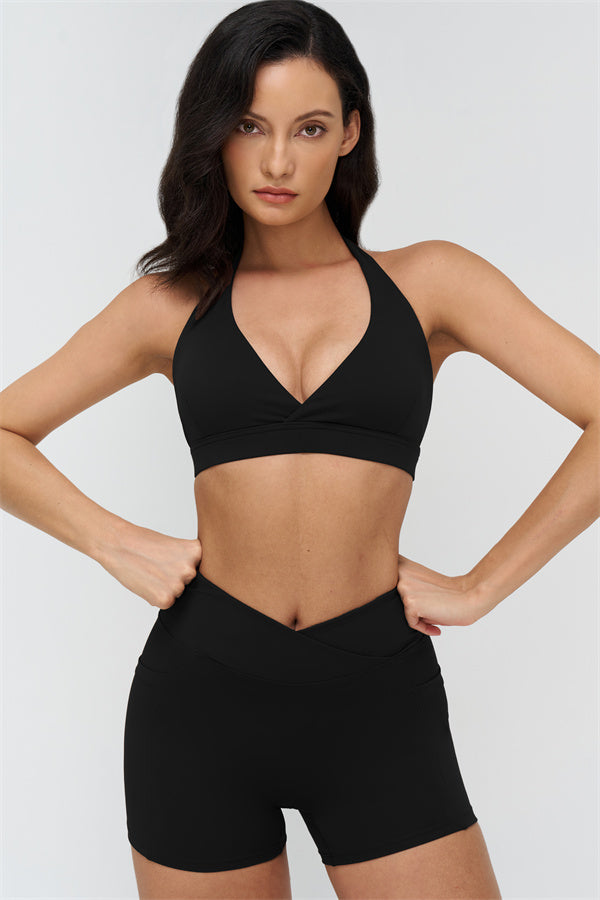 Deep V-Neckline Sports Bra