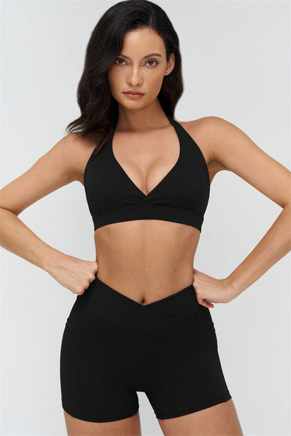 Deep V-Neckline Sports Bra