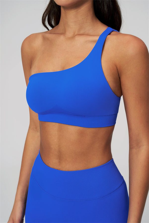 One-Shoulder Sports Bra Shorts 2-Piece Set